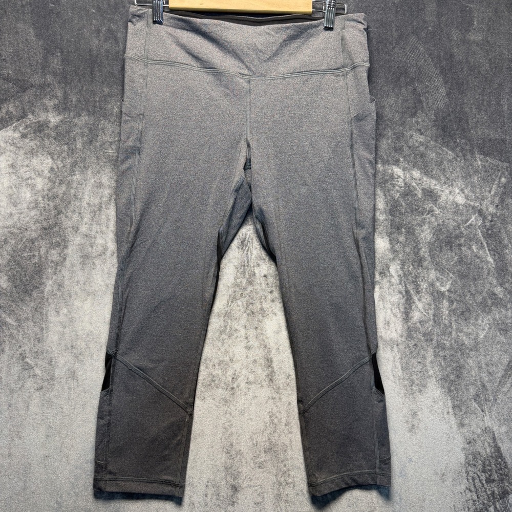 Lululemon Leggings Womens 10 Gray Nylon Blend Tight Crop Mid Rise Mesh Pockets